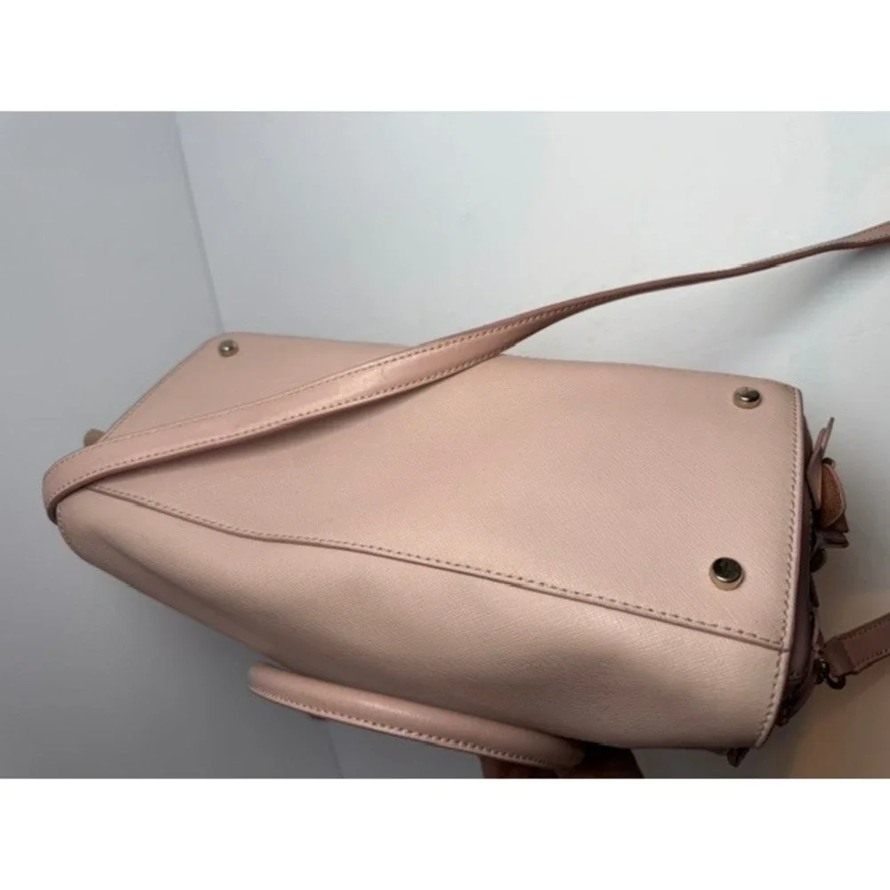Kate Spade Pink Saffiano Leather Butterfly Floral Satchel Crossbody Bag